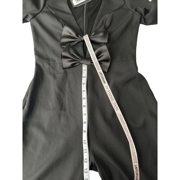 Ieena For Mac Duggal Black Jumpsuit With Plunge Neckline & Bow Accents Size 6 - Picture 12 of 12